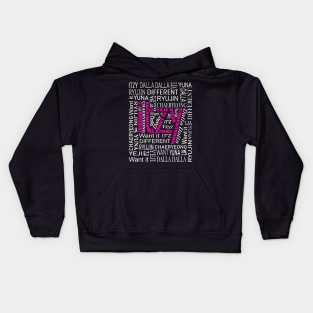 ITZY NAMES AND MUSIC COLLAGE PINK WHITE Kids Hoodie